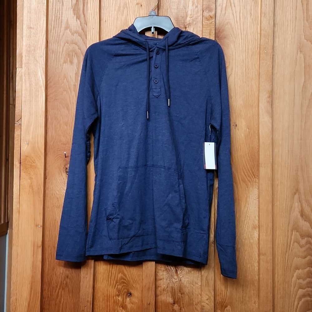 Flag & Anthem Lightweight Moisture Wicking Athleisure Hoodie, Small, Navy Blue
